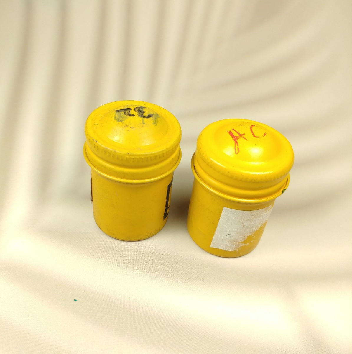 2 x Kodak 35mm Film Roll Embossed Container Metal Tin Can Canister