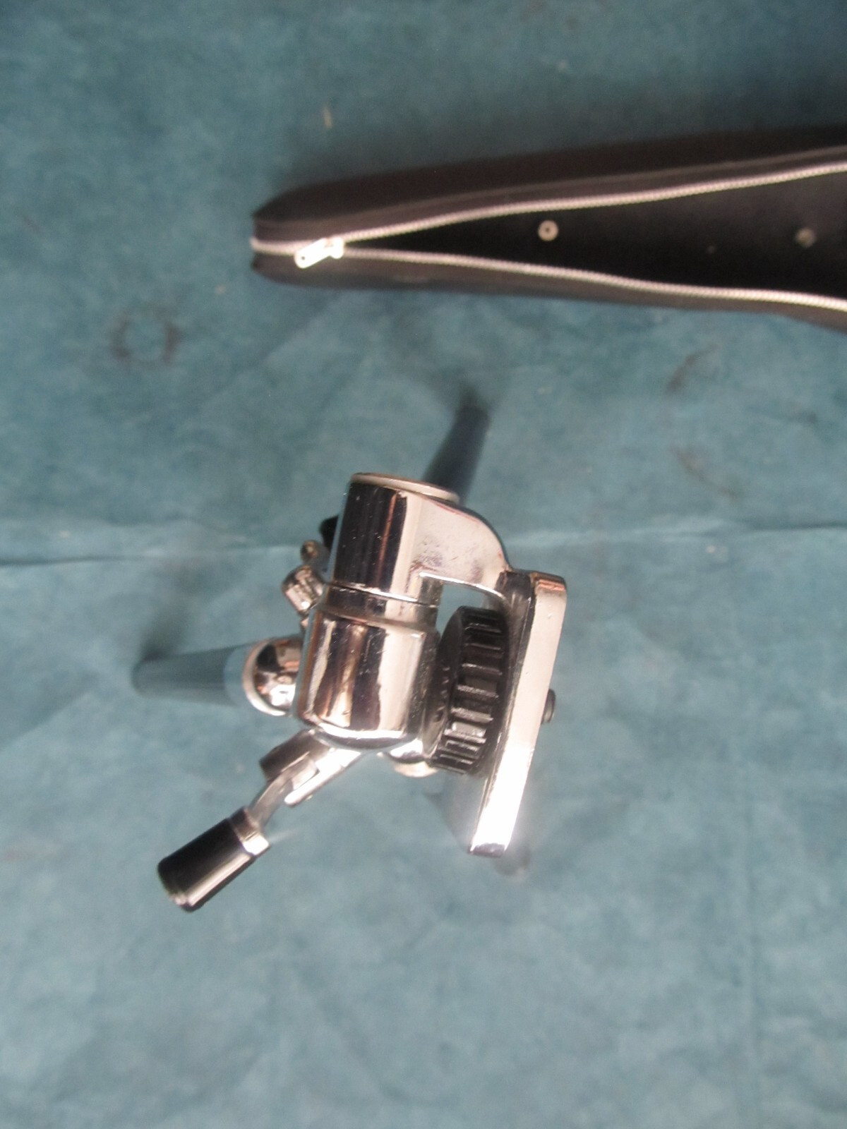 Vintage black mini travel tripod for camera with carry bag