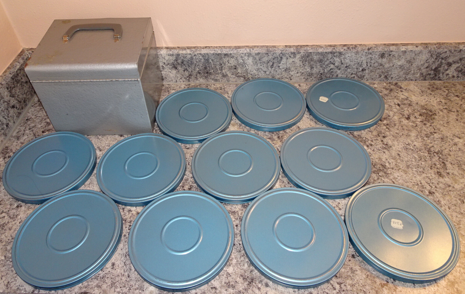 LOT OF 11 Compco Corp Chicago USA 400ft 7″ Metal Film Movie Reel W/ STORAGE *