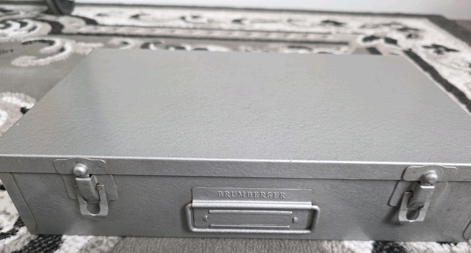 Vintage: Brumberger Photo Slide Metal Storage Case – with 84-Glass Case Slides