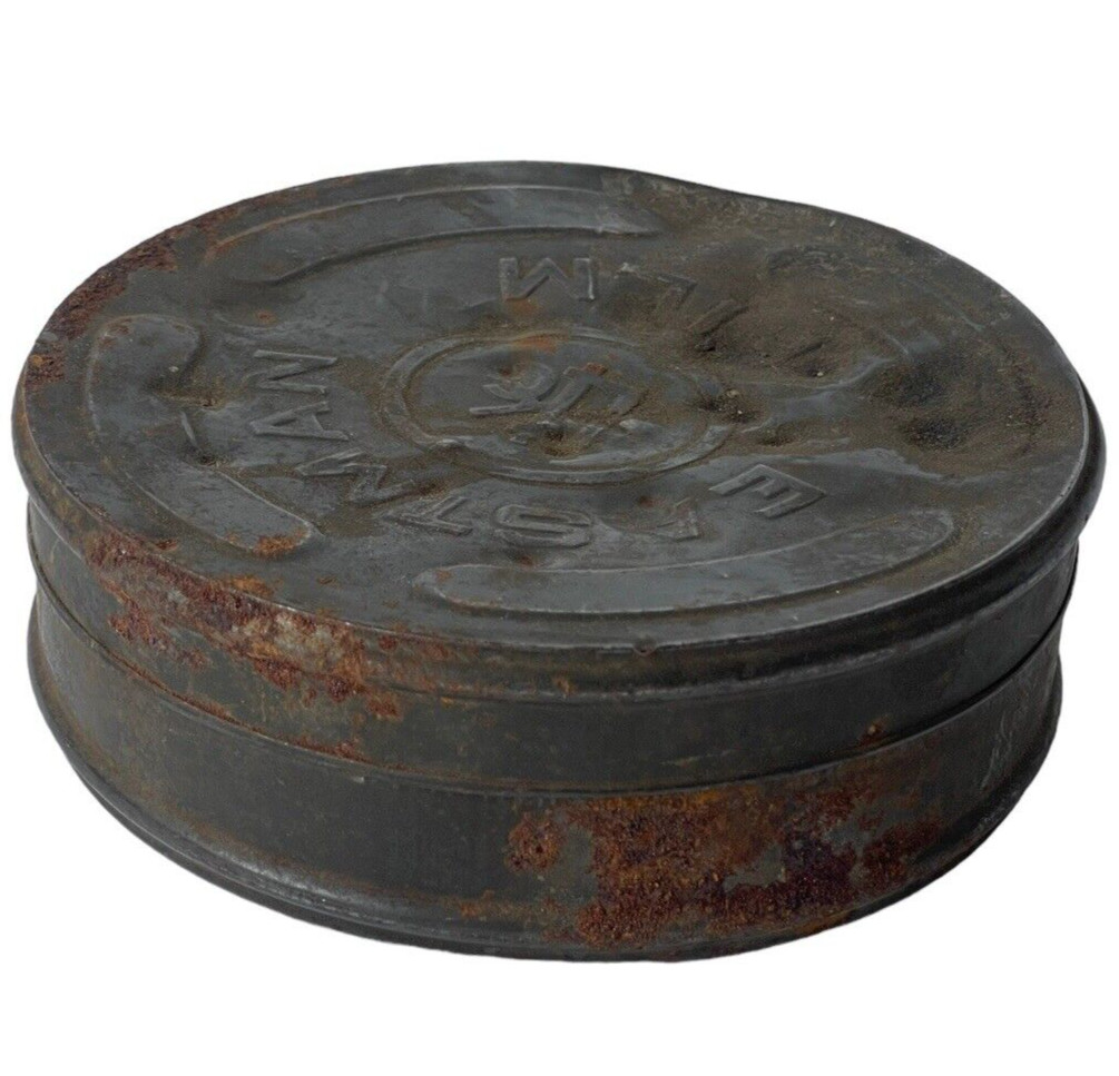 Eastman Kodak Film Cannisters Metal Two Antique Battered Rusty Containers