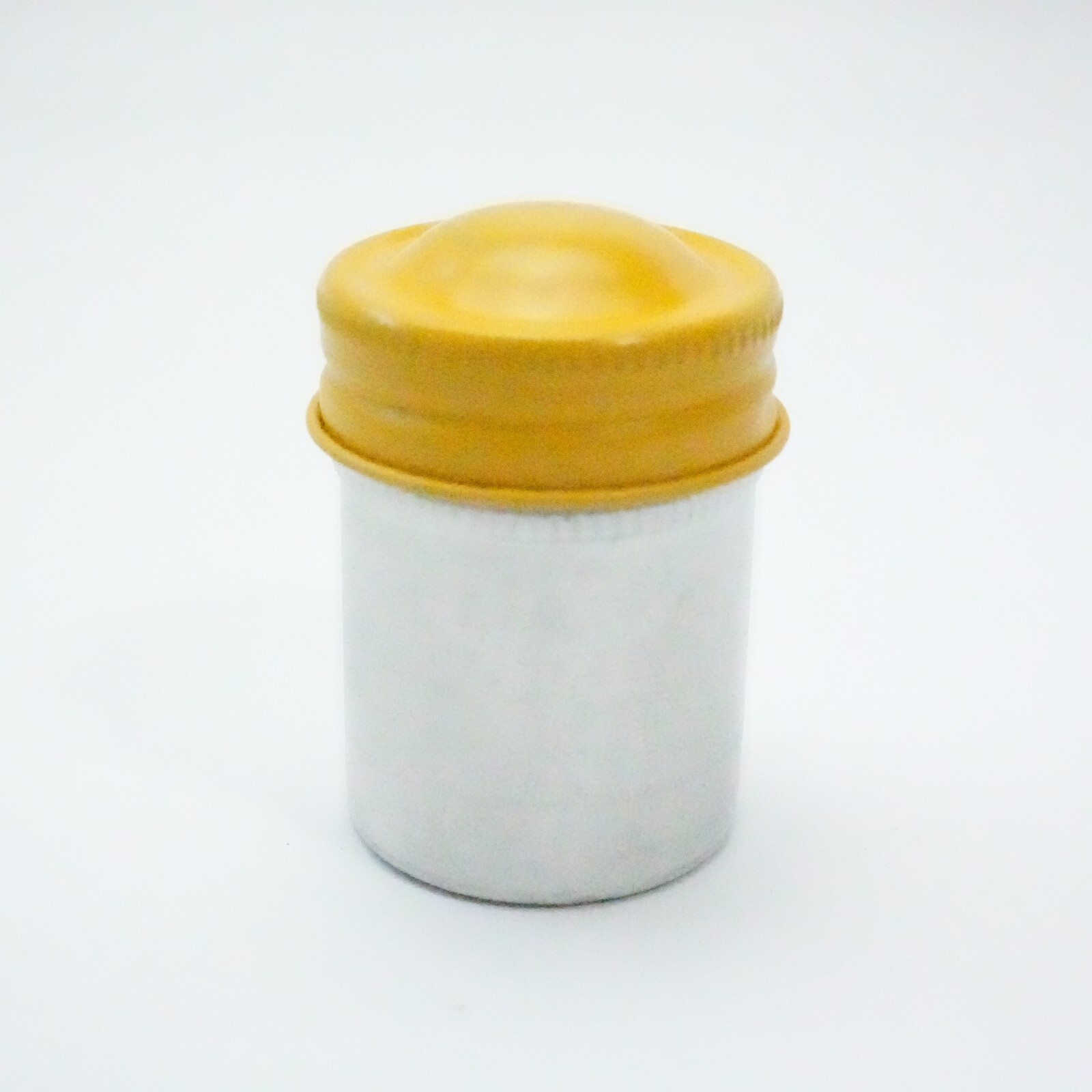 Vintage 35mm aluminum film canister unbranded W/ metal yellow top