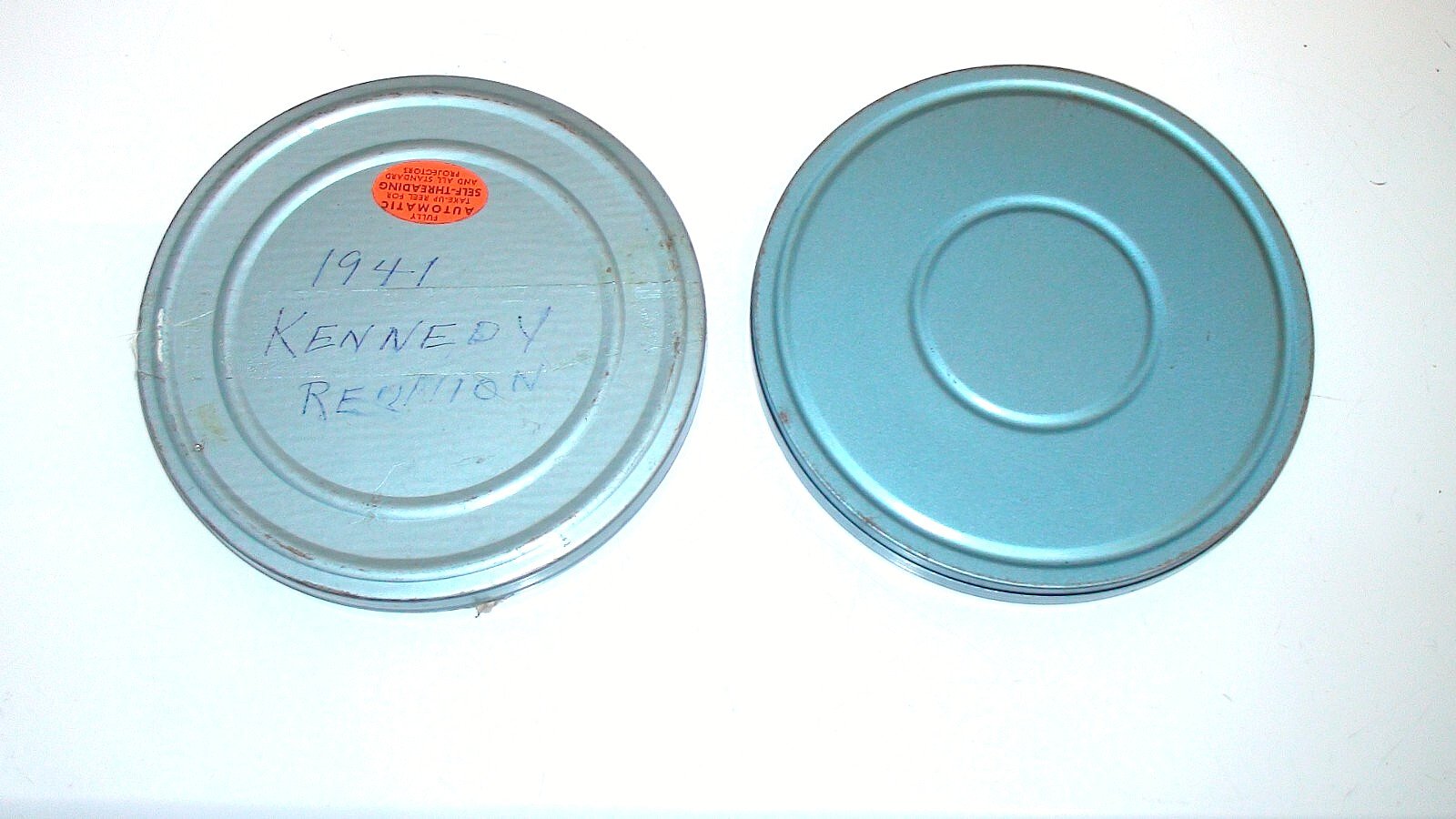 Lot of 2 two metal 8mm film reels & canisters 200 ft capacity each used