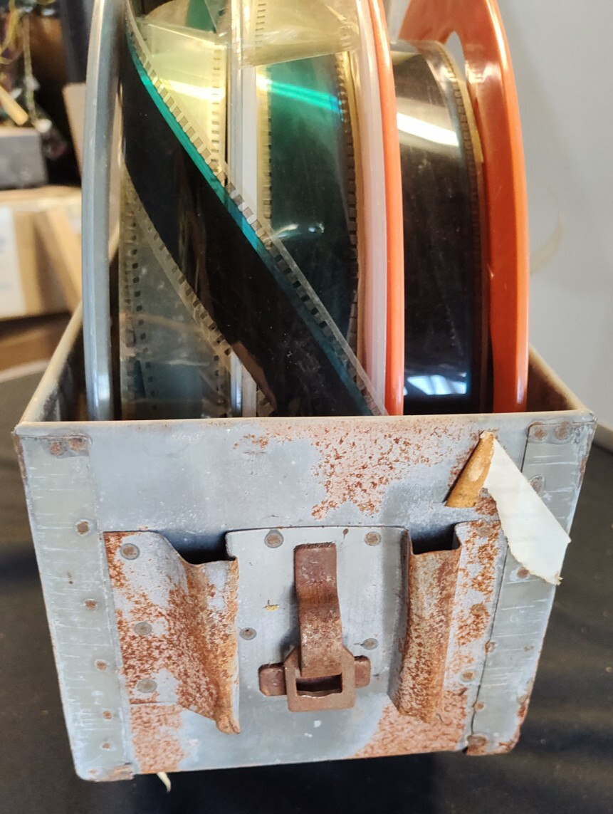 THREE (3) Vintage 35mm films in Metal Film Can 16″ -Reels/CASE