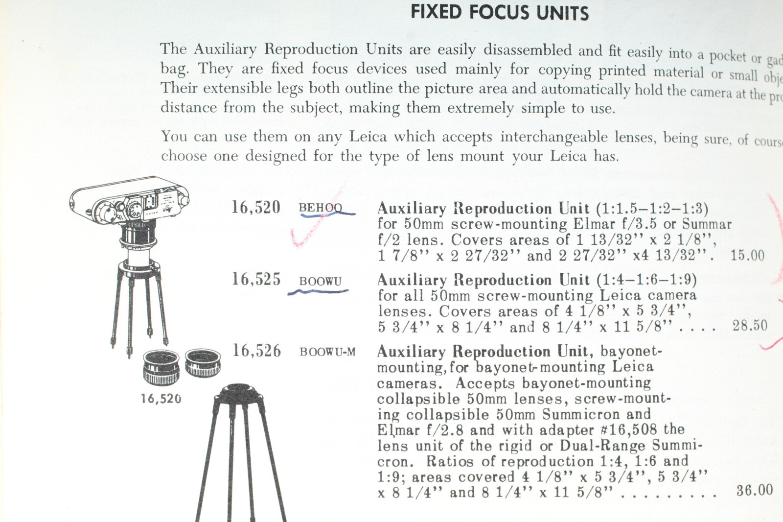 LEITZ 16520 BEHOO COPY STAND W EXTENSION TUBES FOR 5CM ELMAR & SUMMAR LEICA