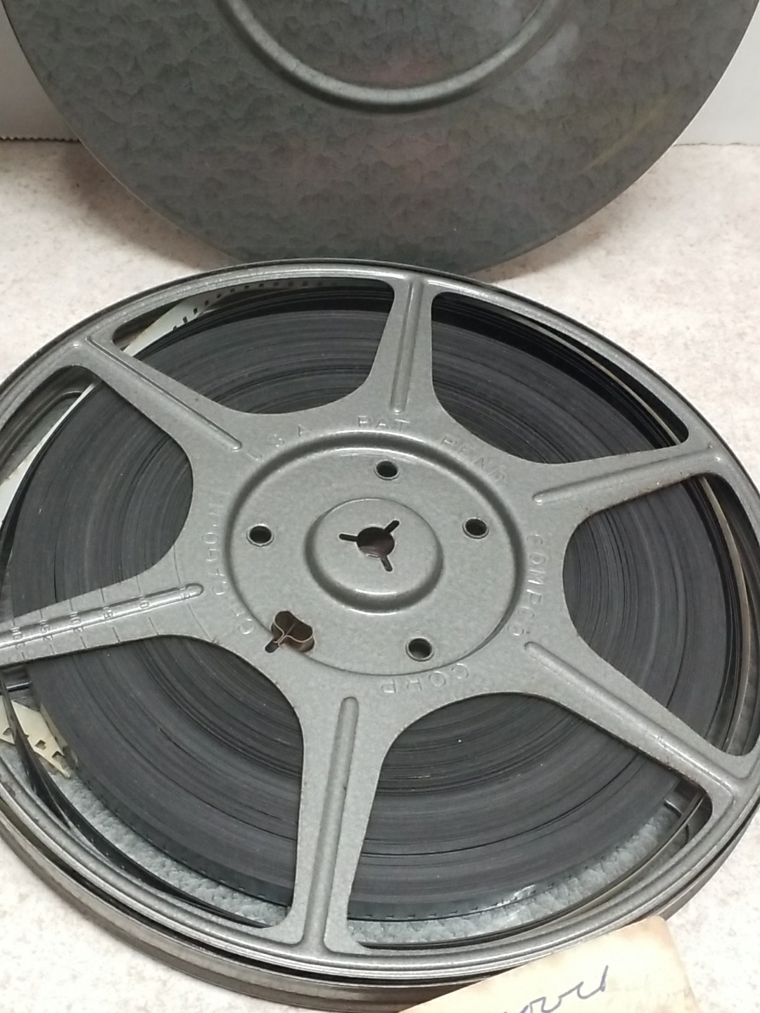 2 Vintage 7 Inch Metal Reels and Cases Compco Bros. 1 B & HC REEL & Case