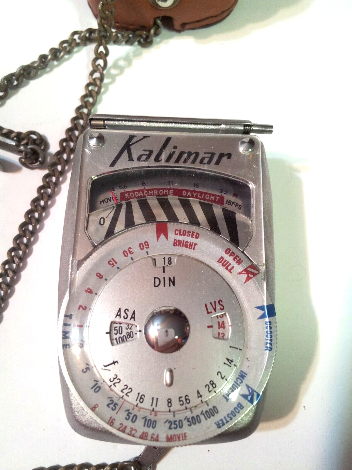 Vintage Kalimar A-1 Exposure Meter in Leather Case with Chain-Made in Japan-Nice