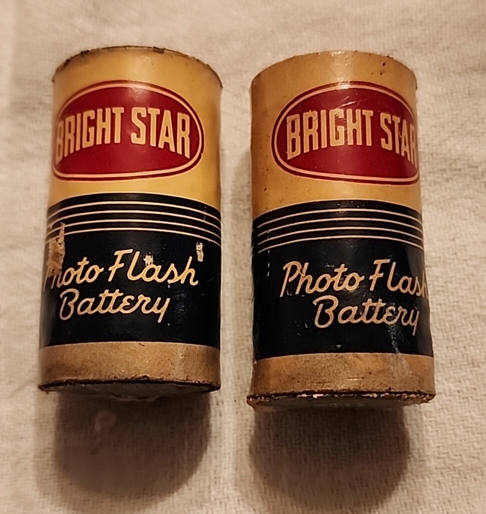 Bright Star C Cell Photo Flash Batteries No 11P Set Prop Apr 1954 Vintage Pair