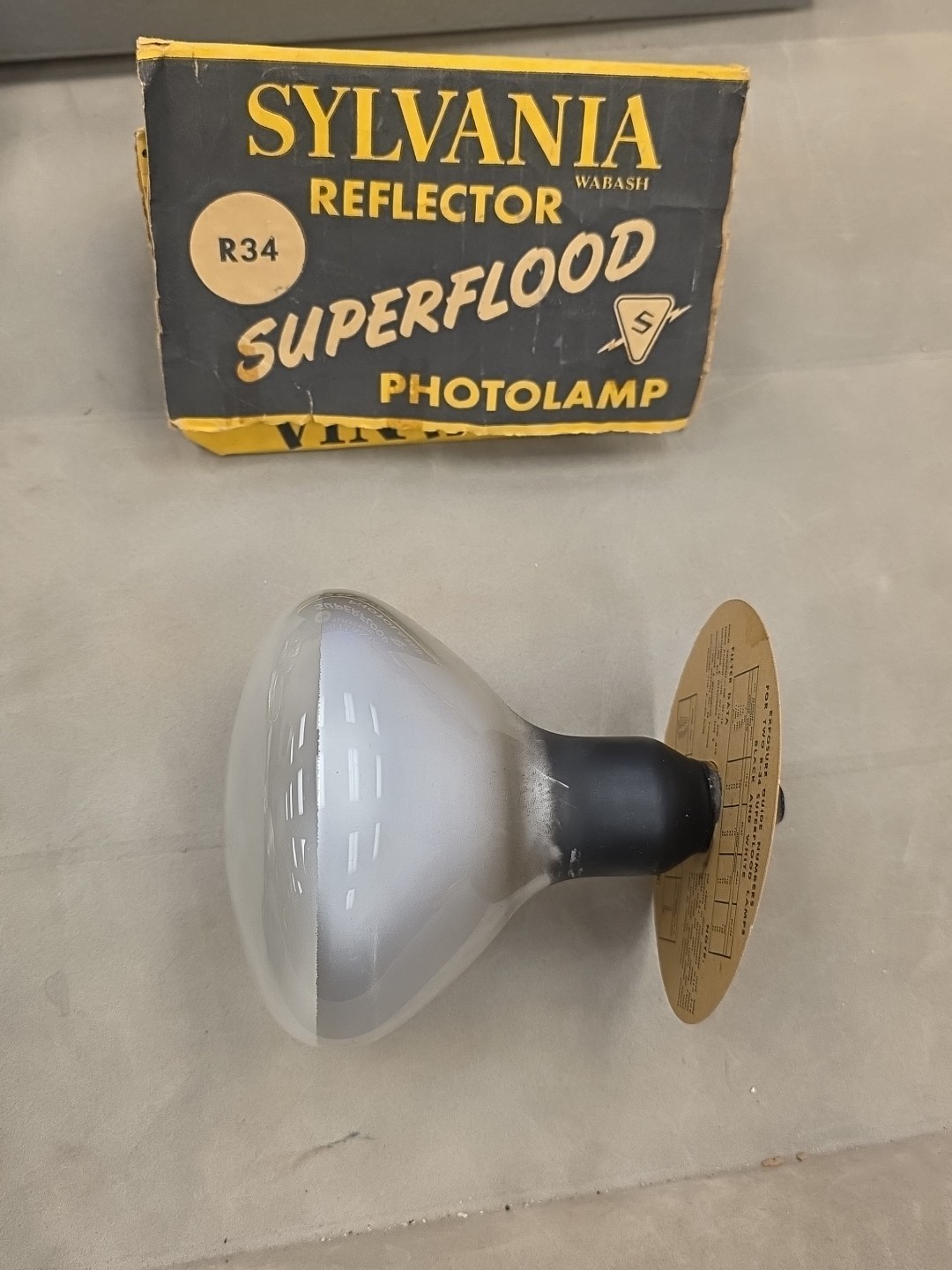 Vintage 1950s Sylvania R34 115-120V 375 Watt Movie Light and Box New Old Stock