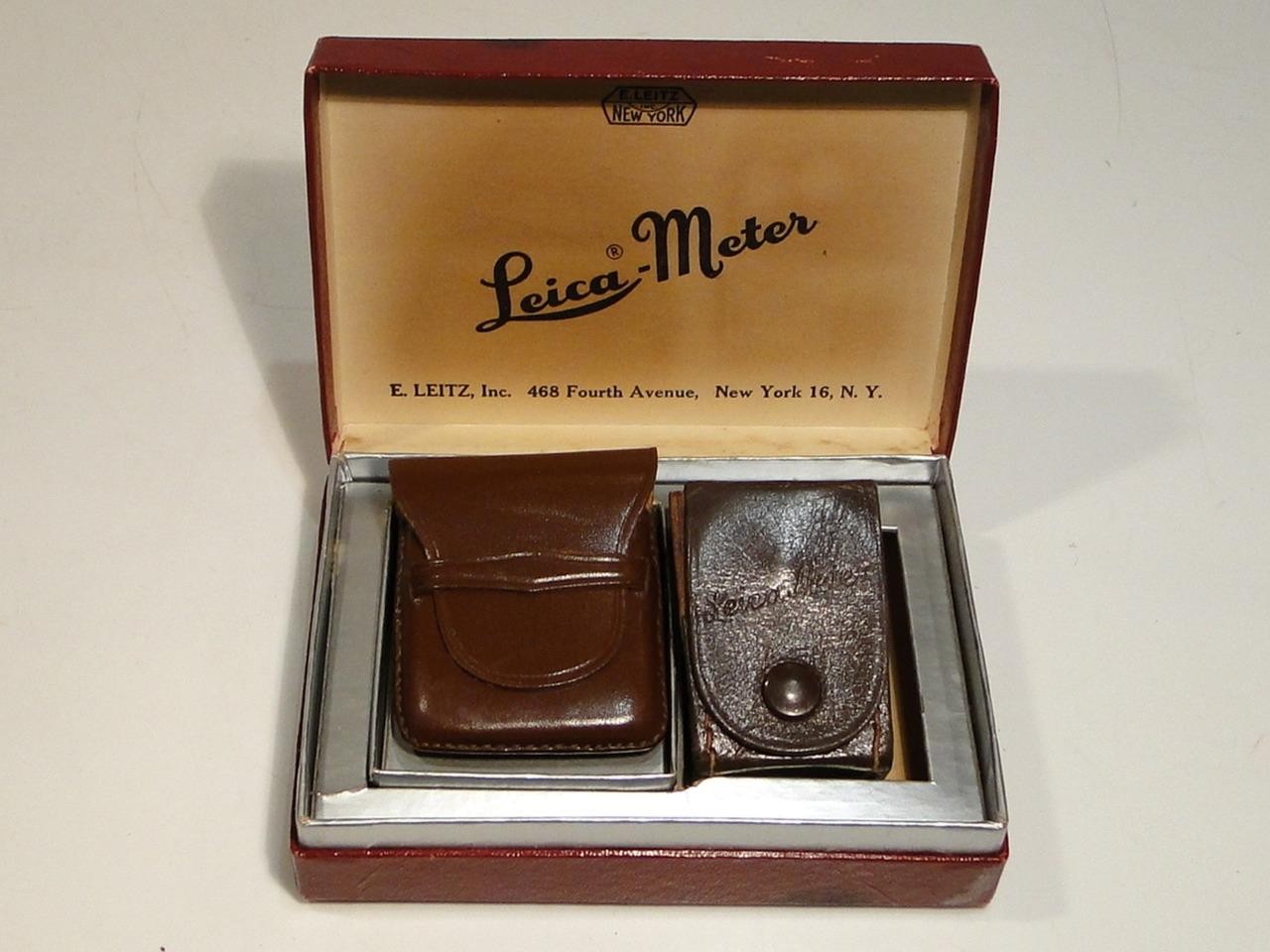 Vintage LEICA METER SET #66931 Light Meter & Booster, Leather Cases Storage Box