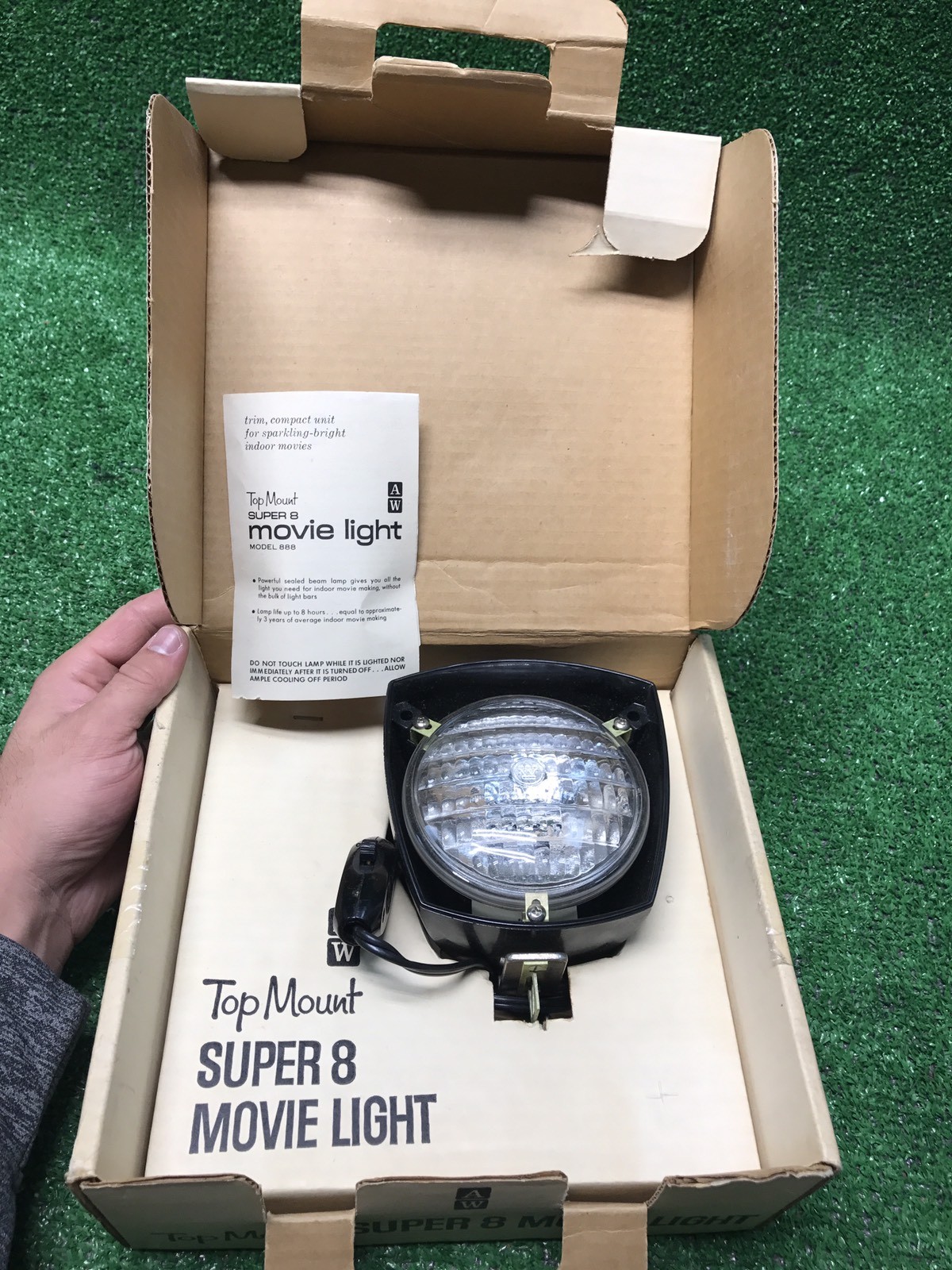Vintage Atlas Warner Top Mount Super 8 Movie Camera Light Model 888 Orig Box wow