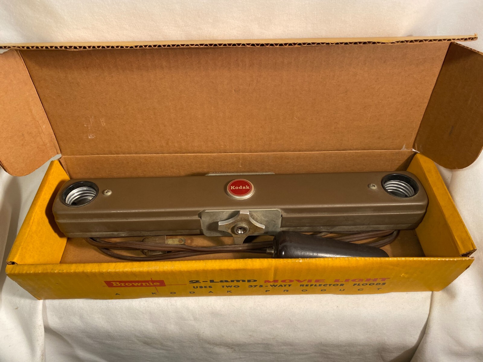 Vintage KODAK BROWNIE 2-Lamp Movie Light w/Box #790 Orig. Box Works 2 300W Lamps