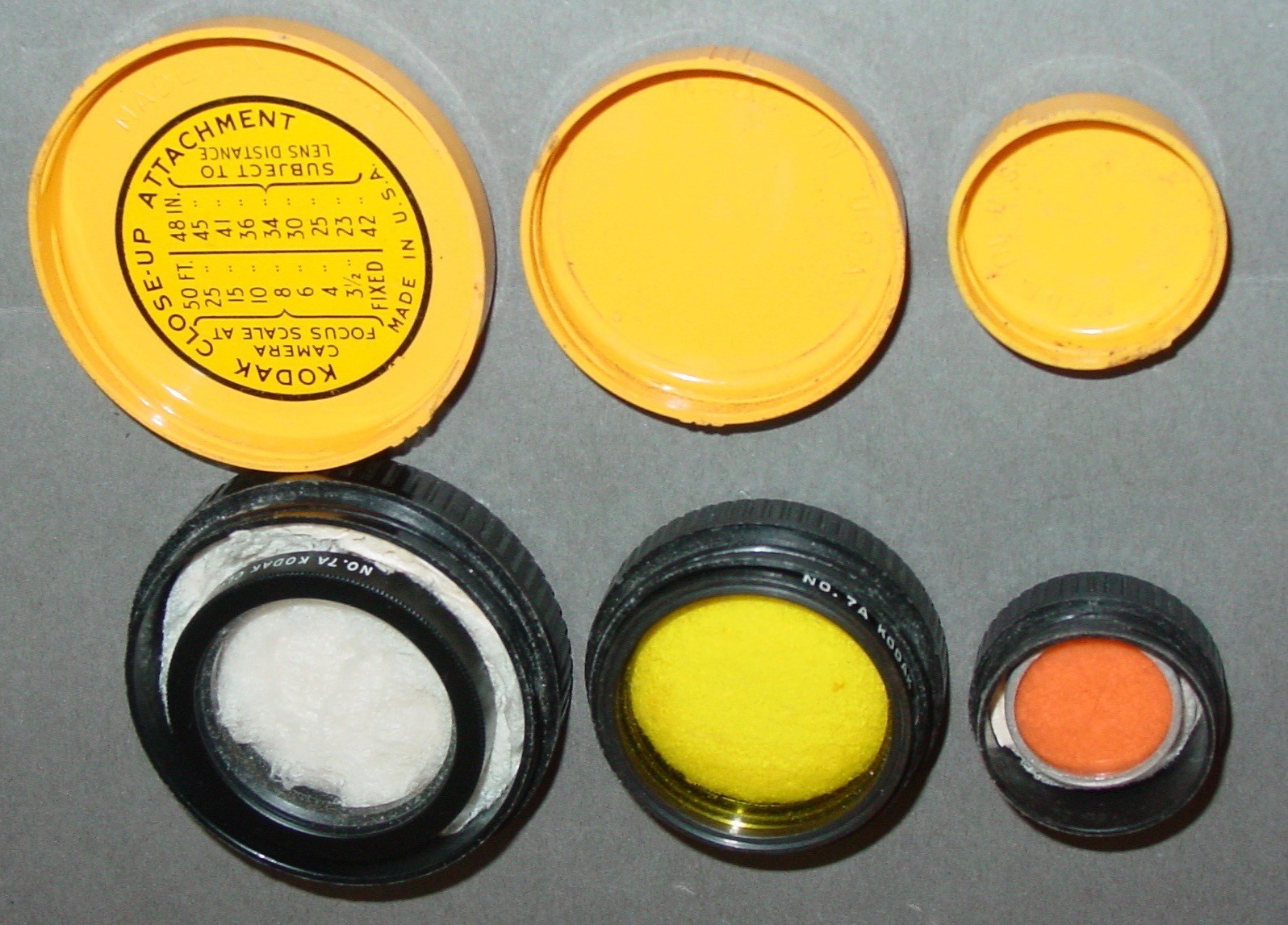 Vintage KODAK Lens Filter Can Mixed Lot Old School Photography Art Parts Supply