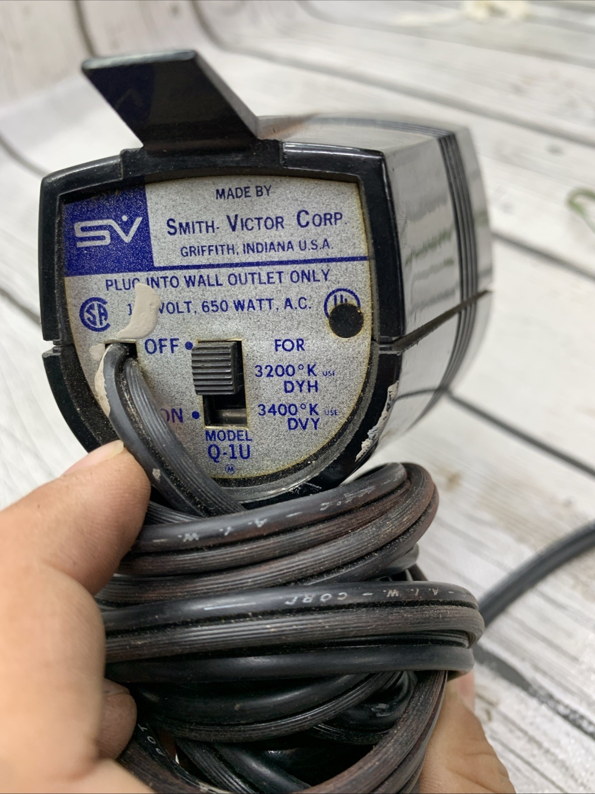 Vintage Smith-Victor Movie Camera Halogen Light Lamp 650 Watts Model Q-1K WORKS