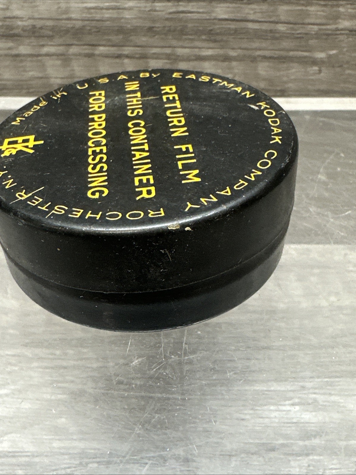 Vintage EASTMAN KODAK Company Round Metal Tin Film RETURN Container Box Holder