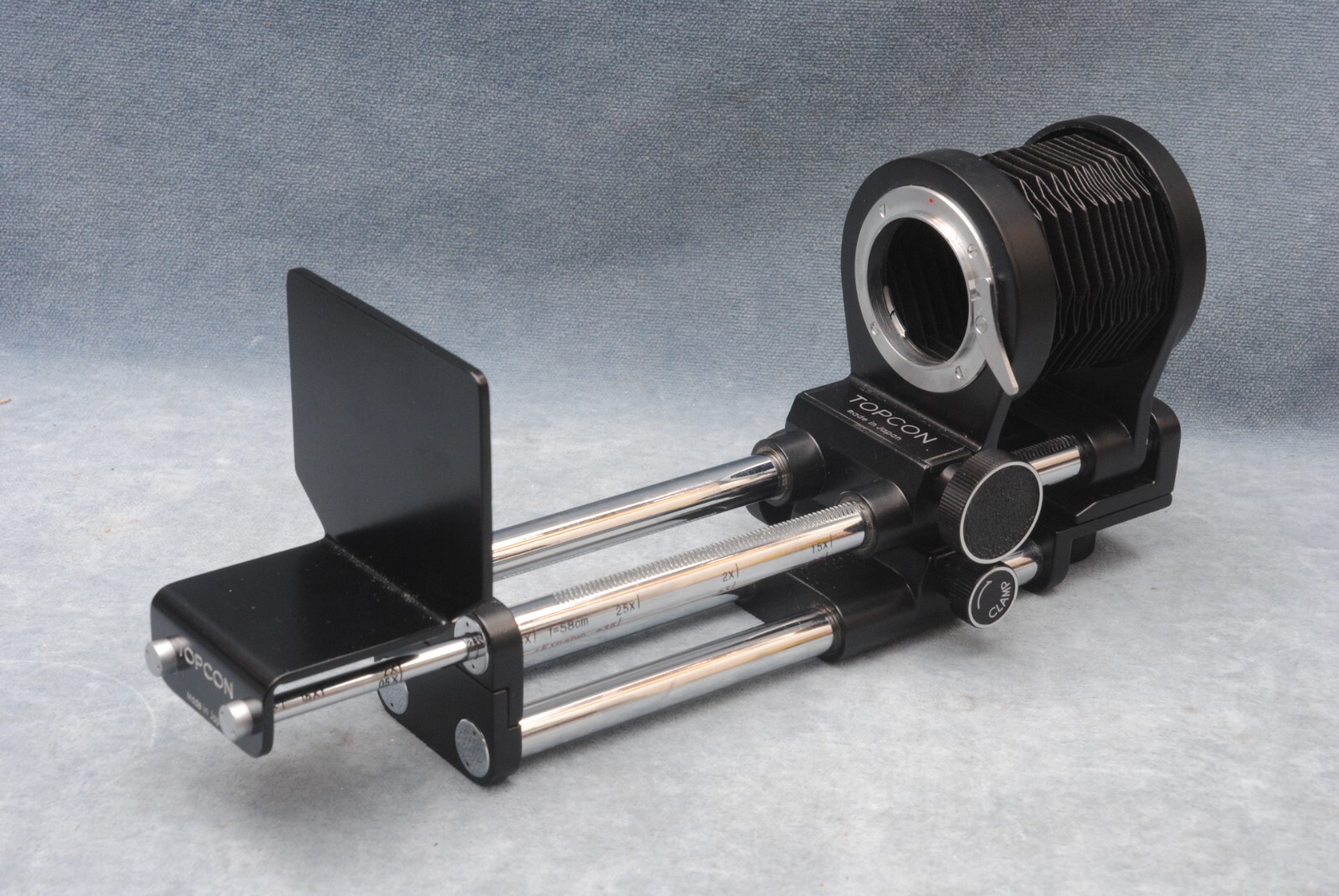 TOPCON DOUBLE RAIL BELLOWS III, MACRO STAGE & IB, BOXES, MADE IN JAPAN
