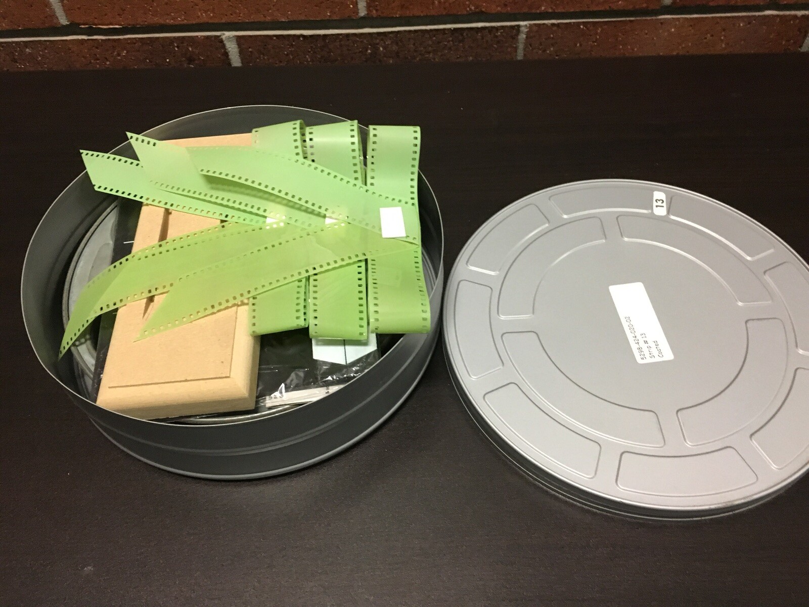 Hollywood Party Set 35mm Film Reel W Stand Bow Clapboard Film Can and Filmstrip
