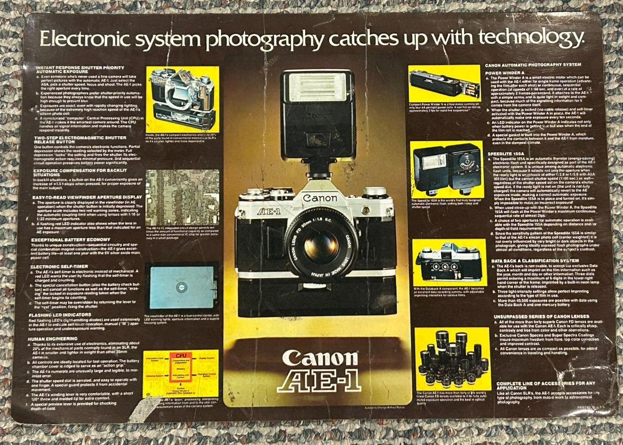 1970s Vintage Canon AE-1 Camera Store Counter Mat / Not avail to public