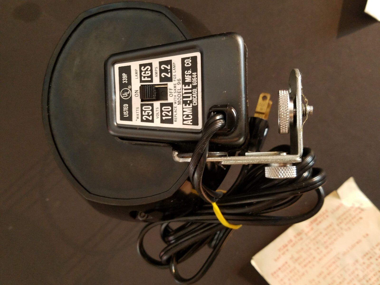TESTED GOOD Vintage Acme-Lite Sealed Beam Movielite Model 96 250 Watts 115 Volts