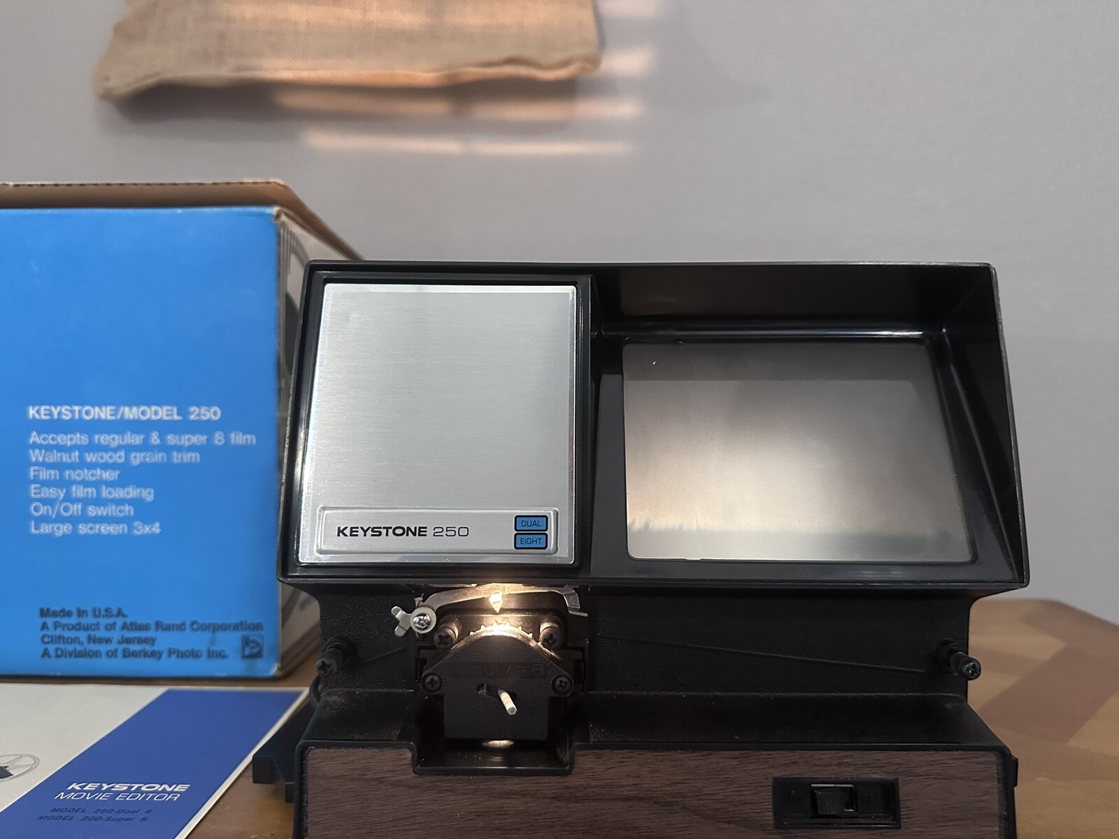 Dual 8 Film Editor, Keystone Model 250 W/ Original Box And Manual. Excellent!!