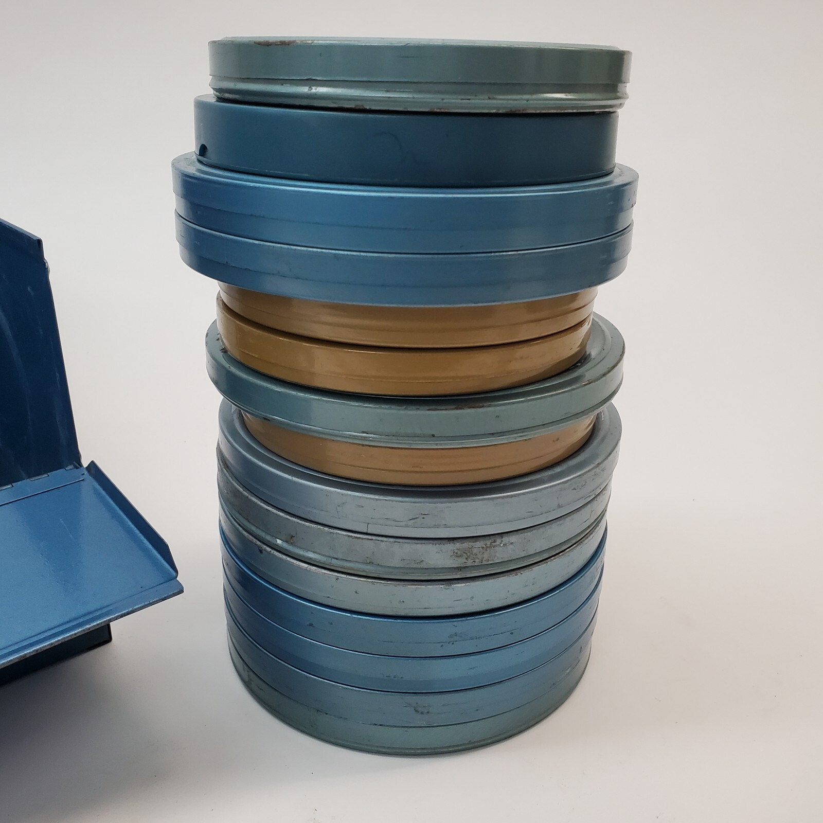 Vtg 1960s 8mm Film Reels Can w/ Metal Storage Container German Family Volkswagen