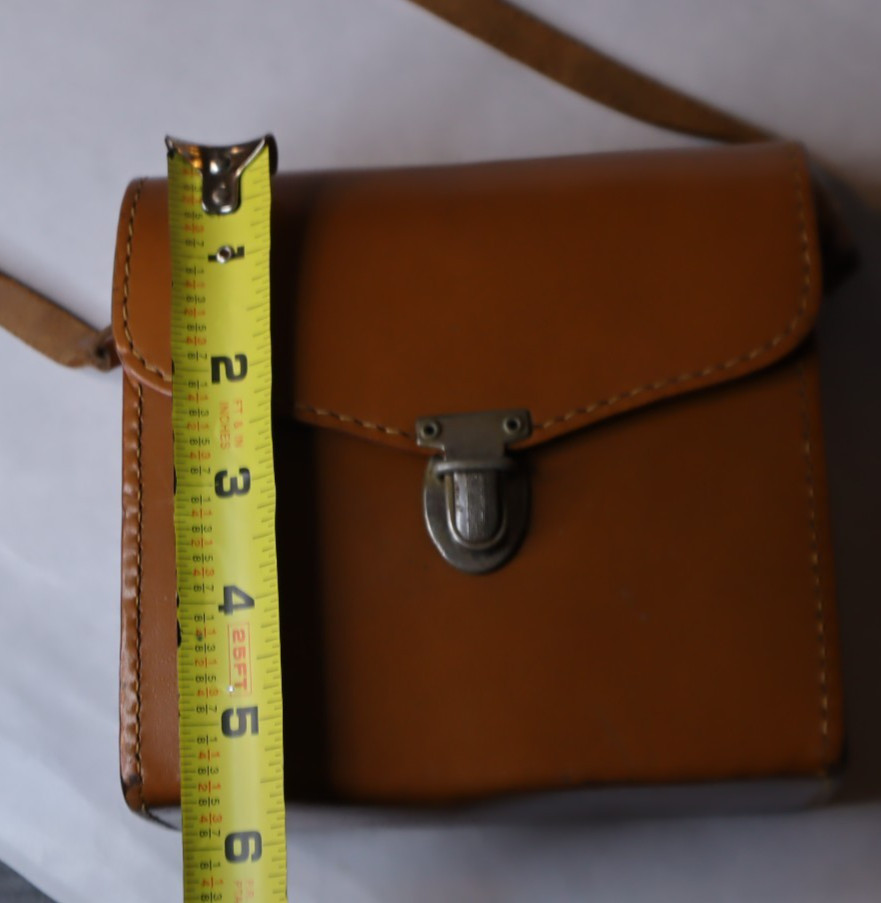 Vintage leather case w/ carry strap For 8 Mm Movie Camera Camel cowhide USA
