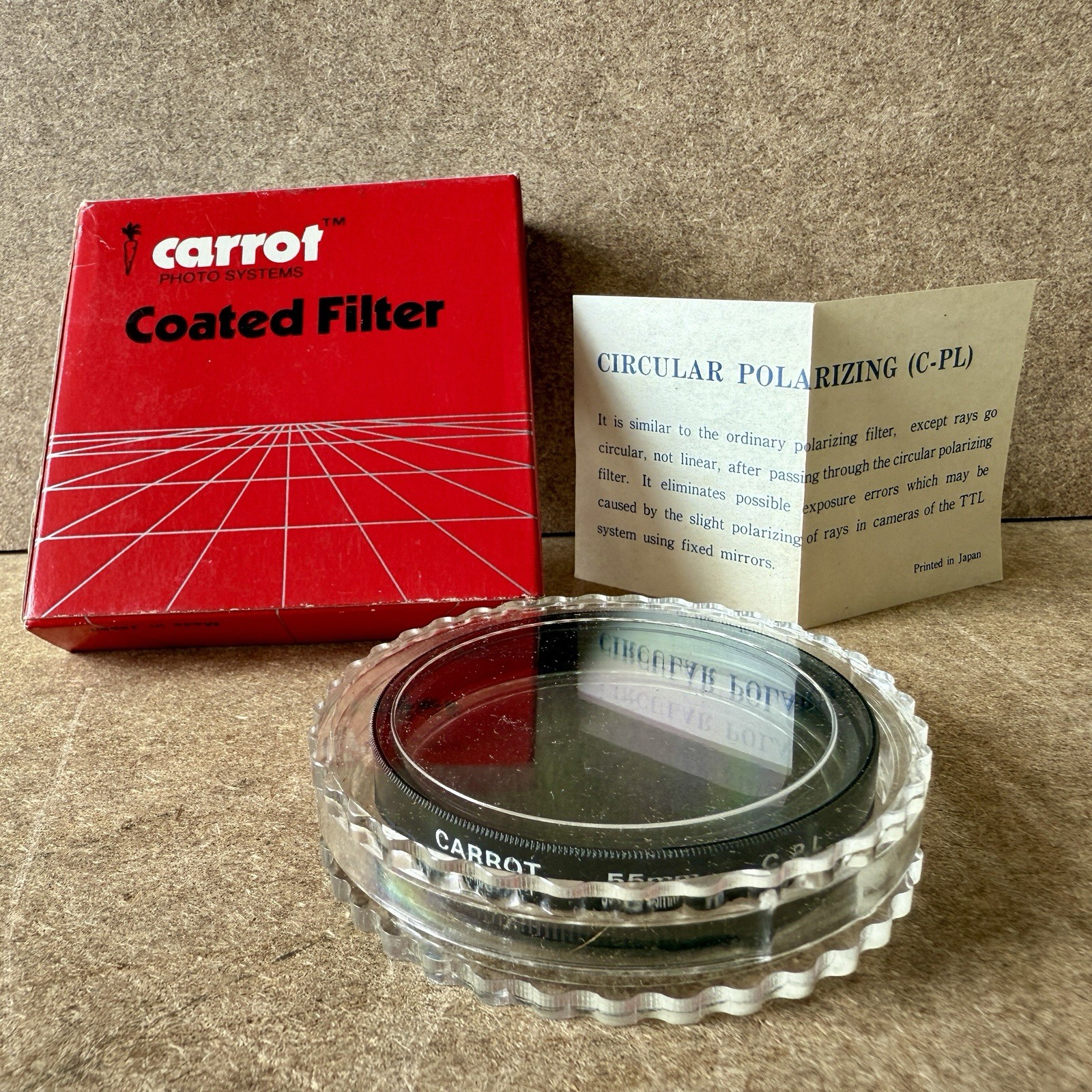 55mm Vintage Camera Lens Filter by Carrot Photo Systems Coated Made in Japan