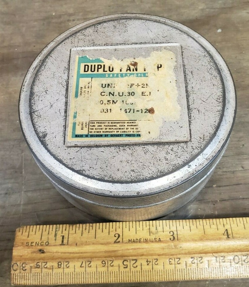 Vintage Gevaert Belgium Safety Film Tin – Canister 4″ Galvanized Metal