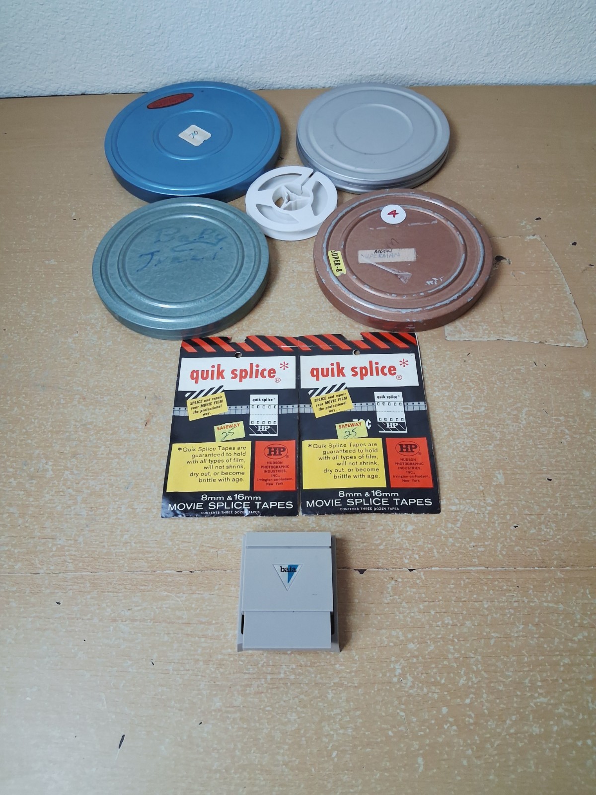Mixed Lot 5″ & 6″ Metal Canister Reels Film Movie Empty Baia Pocket Splicer