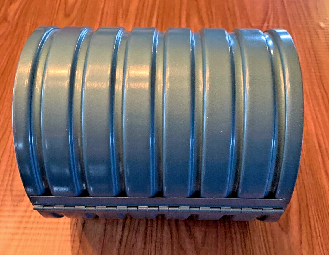 Vtg. Blue Metal Compco Corp 8mm Film Reel Bank for 6 Reels [e-09]