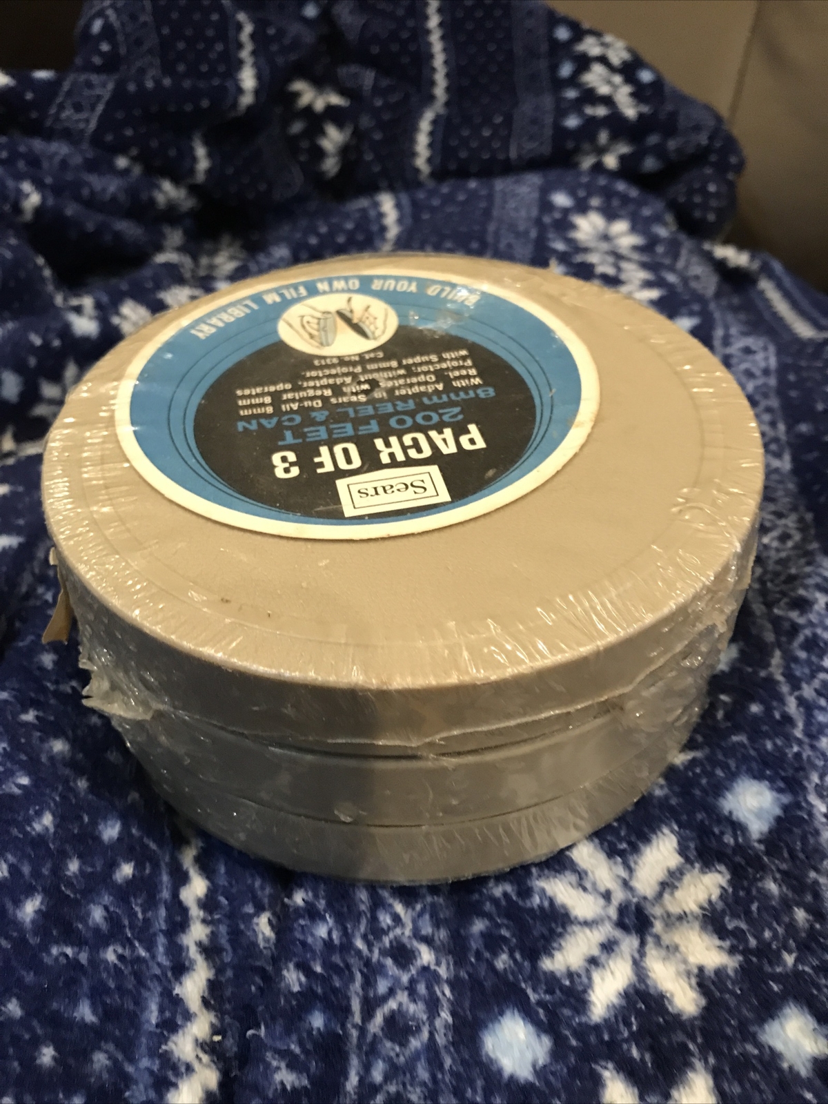 3 VINTAGE SEARS 200 FT 8MM REEL & CAN PAC NIP NOS