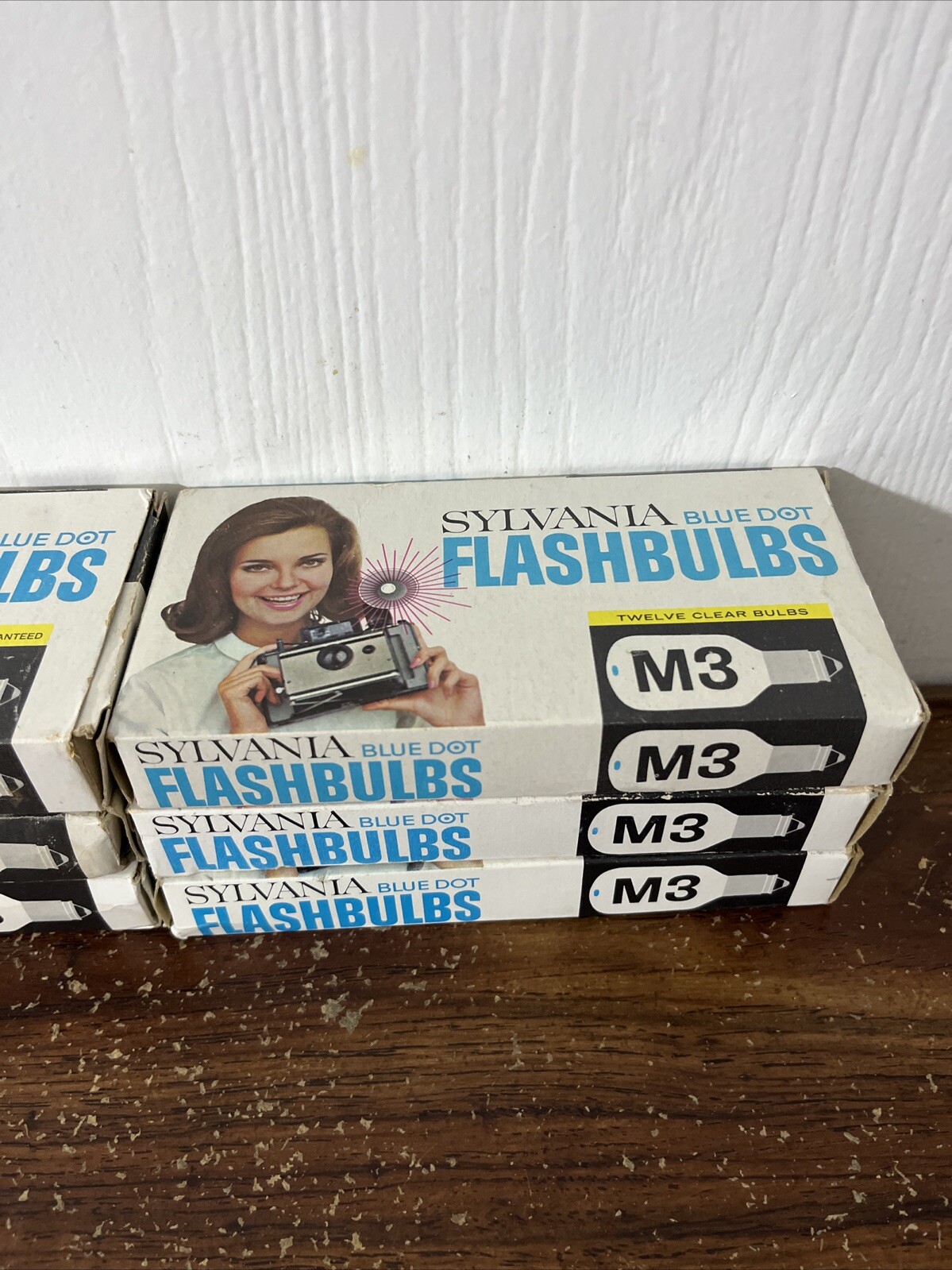Vintage Sylvania M3 Blue Dot 12 Flashbulbs Lot Of 6 Packages New Old Stock