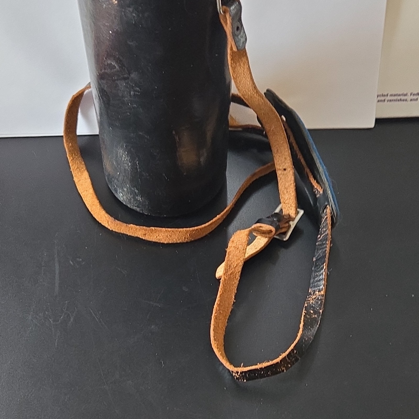 Vintage Leather Cylindrical Camera Lens Case with Strap Type Case(s)