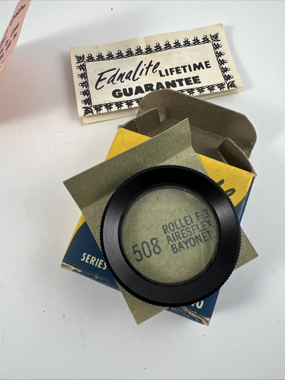 VINTAGE EDNALITE SERIES 5 YELLOW DROP-IN LENS FILTER + FILTER ADAPTER