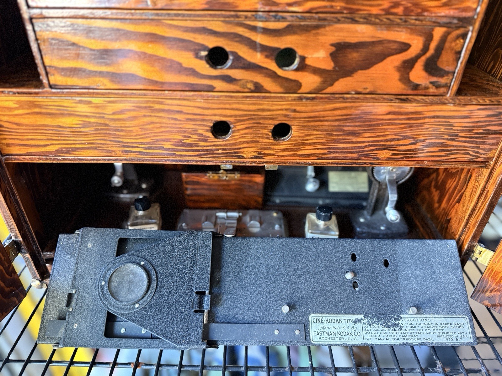 Vintage Kodak 8mm film splicing Kit in handmade wooden box