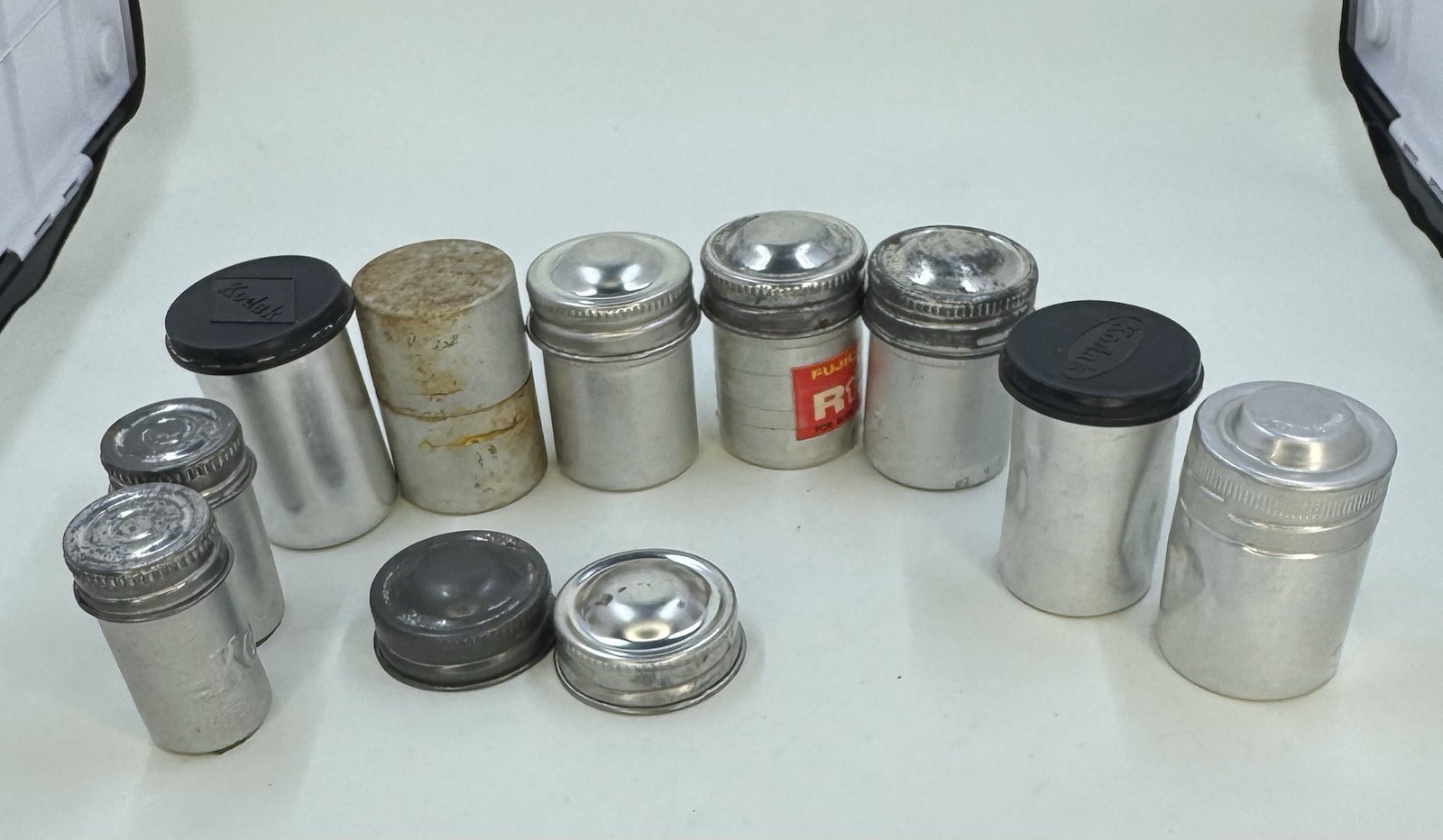 9x metal film canister for 35mm film, Kodak And Unbranded + 2 Lids
