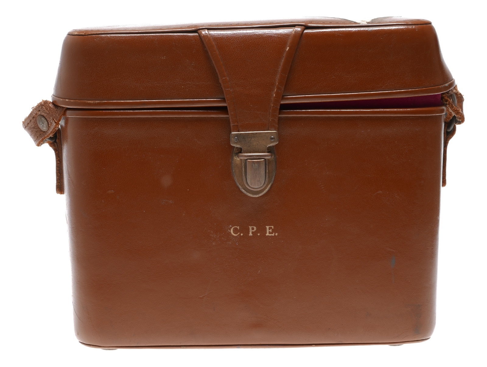 CPE Movie picture vintage film camera antique tan leather case shoulder strap