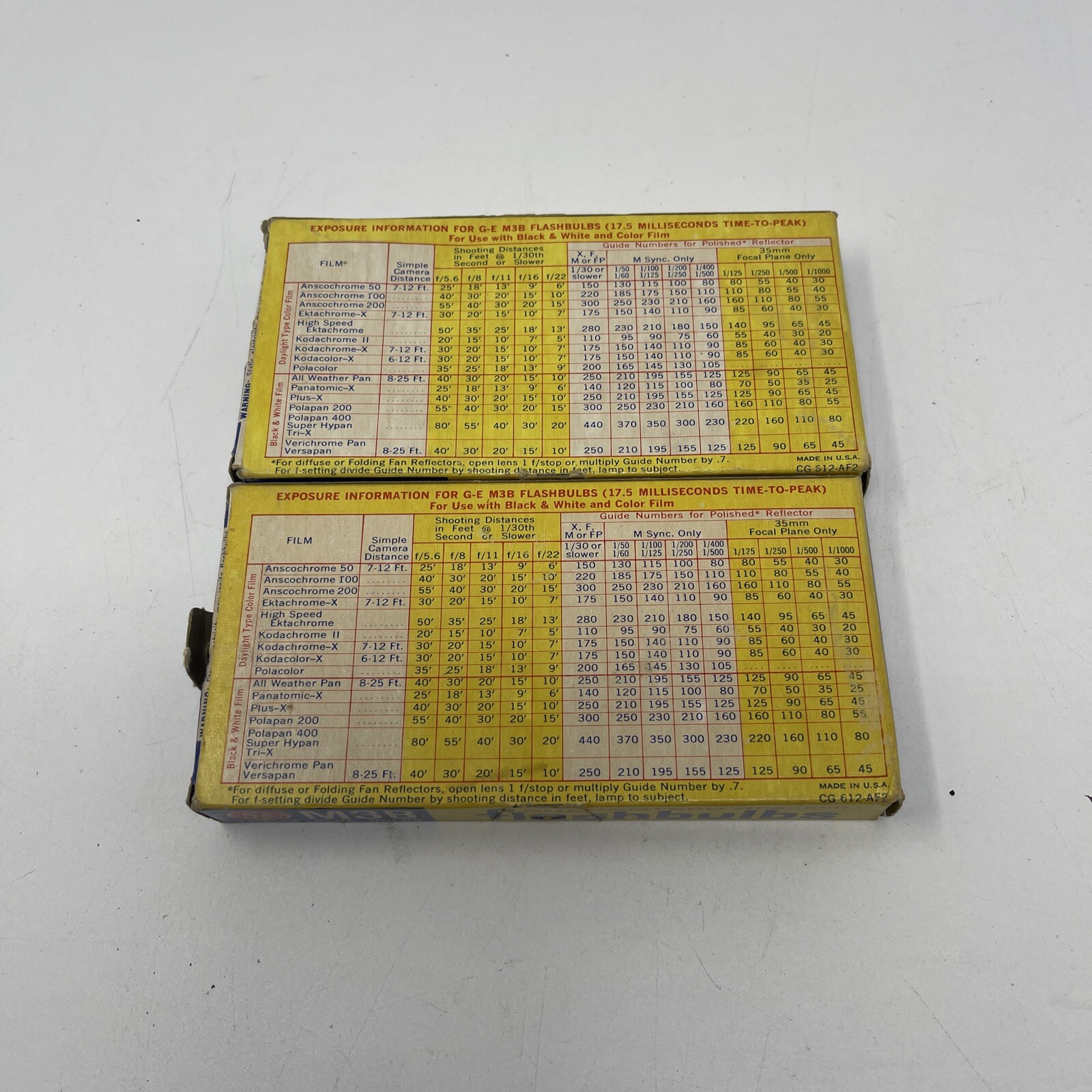 Vintage General Electric M3B Flashbulbs – 2 Boxes – 24 Blue Bulbs