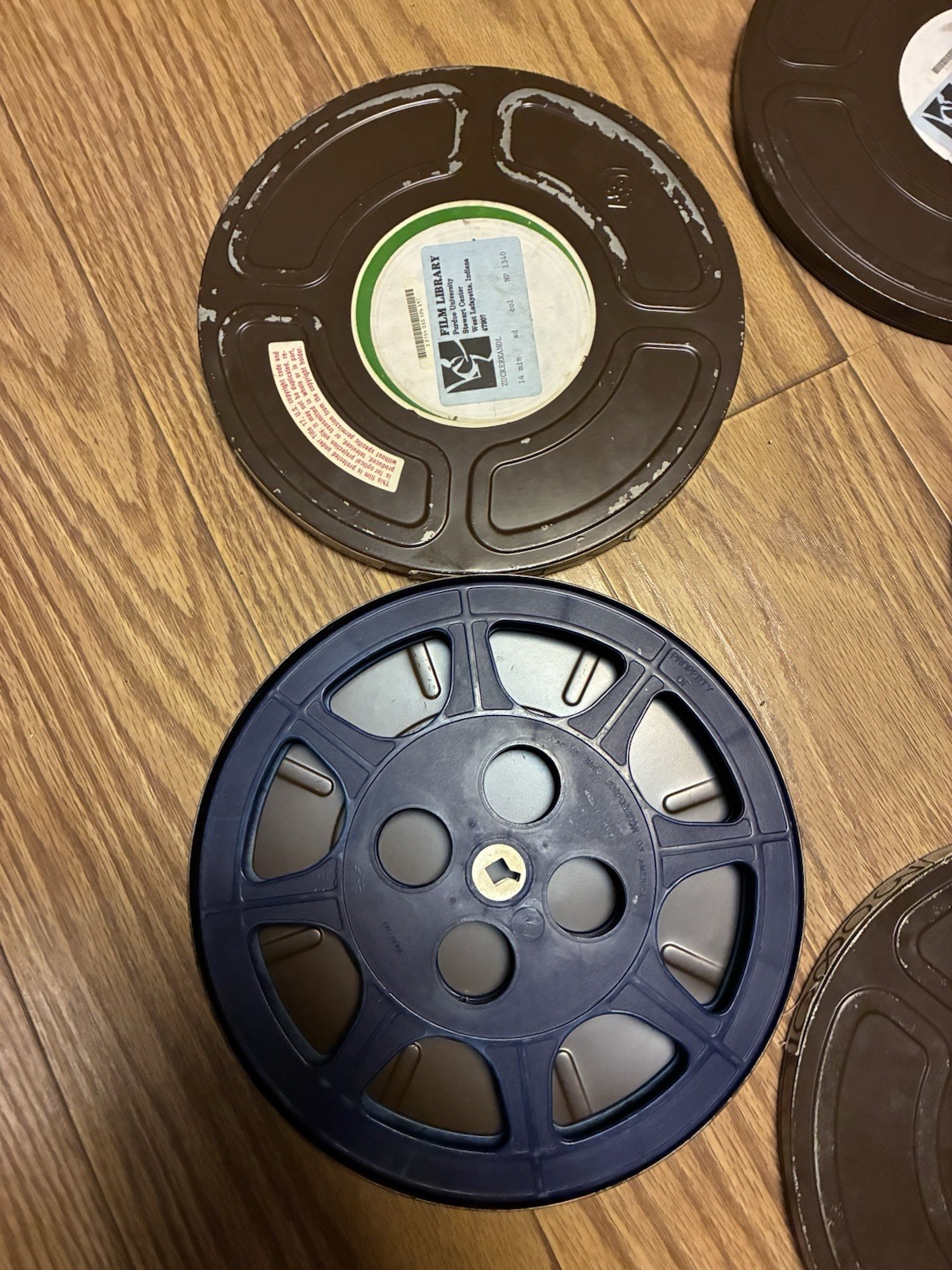 Lot Of 4 GOLDBERG BROS Steel 16mm Film Cans & Plastic Reels 9.5”