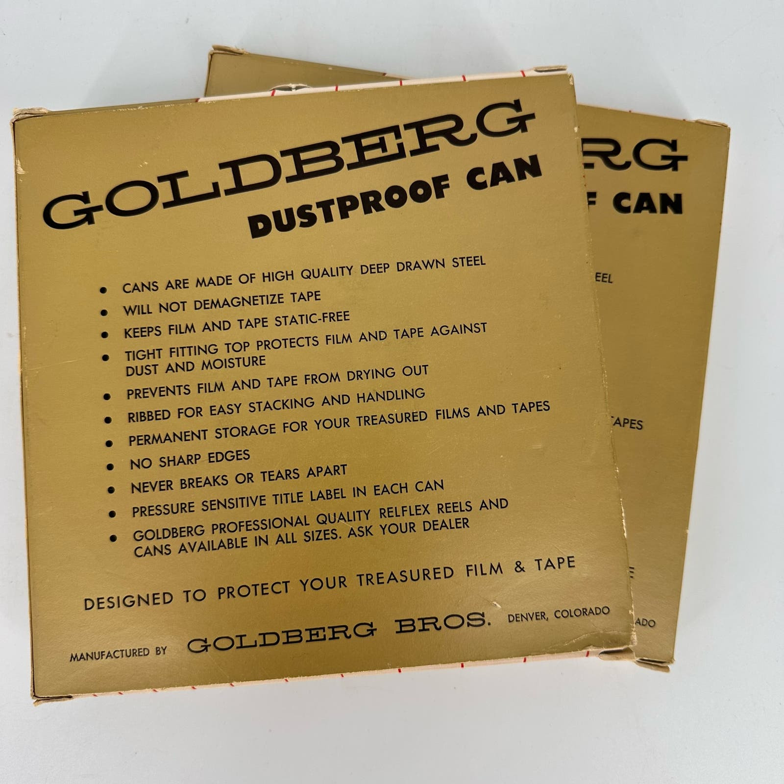 2 Goldberg dustproof cans 8 mm super 8 400 ft NOS NEW