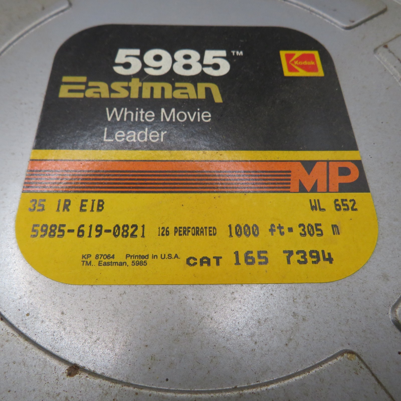 Film Can/Canaster for Eastman Kodak 5985 White Movie Leader Reel-Canaster Only