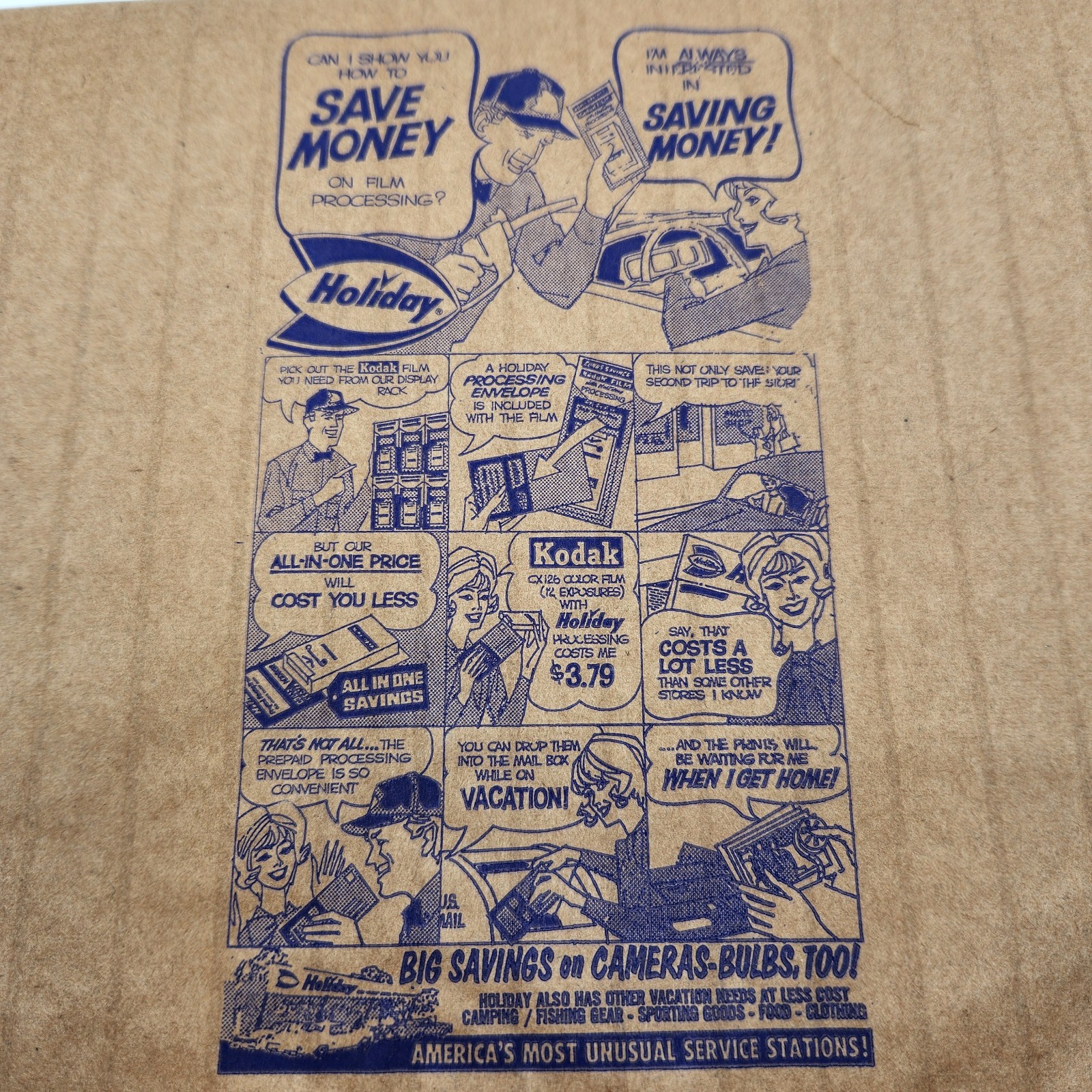 Vintage Holiday Station Film Processing Bag Kodak Advertising 1950-70 11″ X 8″