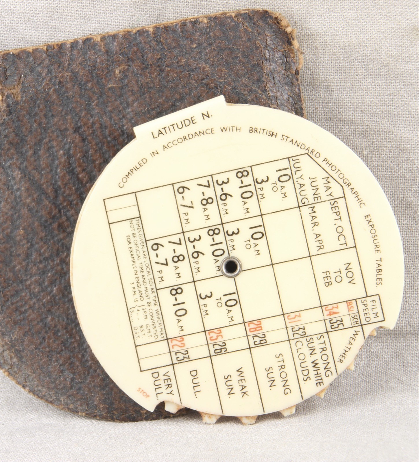 Johnson Standard Exposure Calculator, Celluloid?