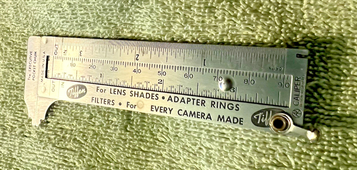 Tiffen measurer for lens shades, adapter rings,filters etc…