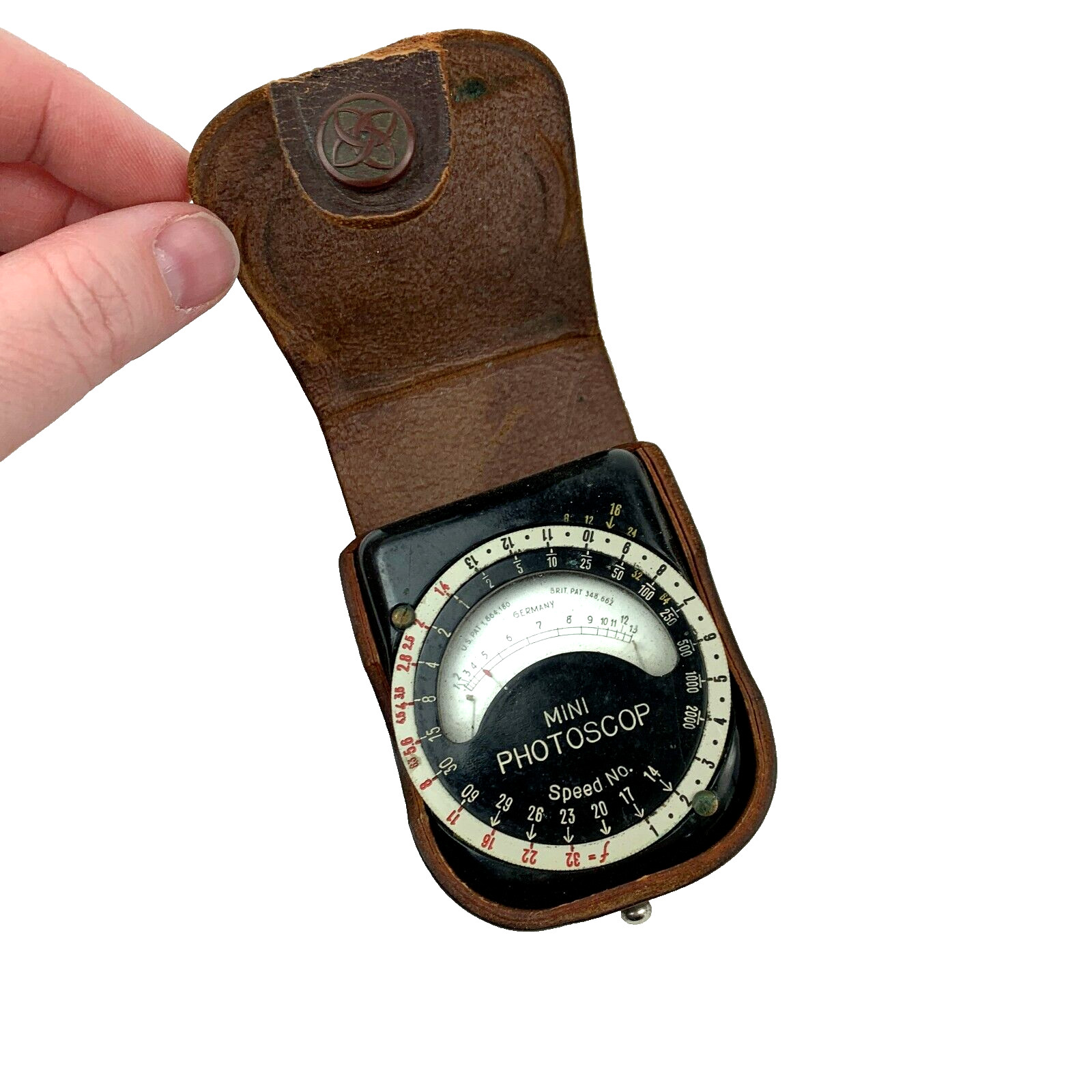 Vintage Mini Photoscop Camera Light Meter Leather Case Made in Germany Untested