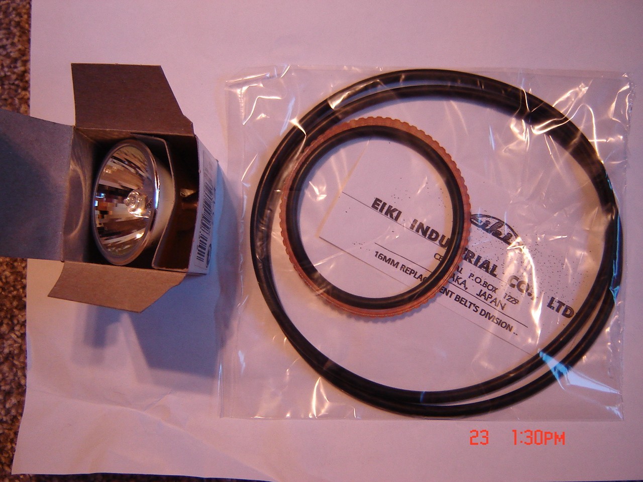 16mm EIKI NT Series Projector Belts EIKI *From Ser #50001,4 Belts,1 Quality Lamp