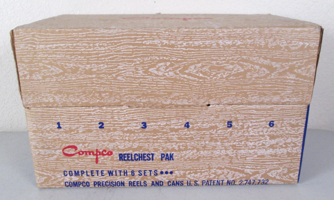 Vintage COMPCO Reel Chest Pak – 6 – 200 Ft. 8mm Metal Film Reel w/ Storage Cans