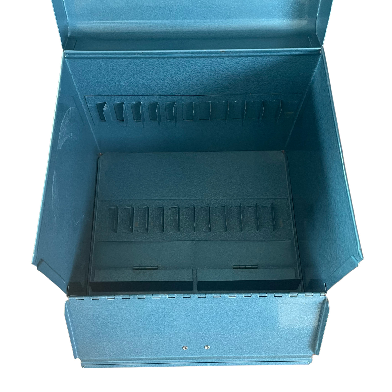 Large Metal Excelsior Carrying Case Holds up 12 7″ ior 6″ Film 8mm Canisters A