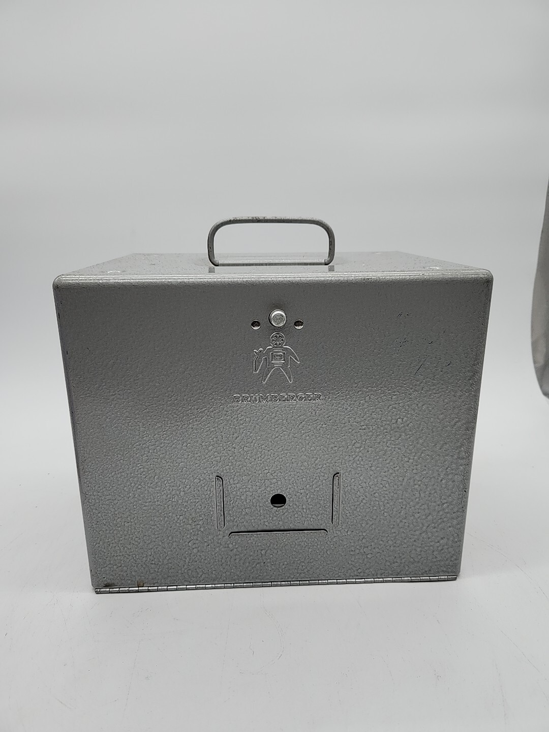 Vtg Brumberger 8 mm metal reel holder case storage bin 1950 mid century