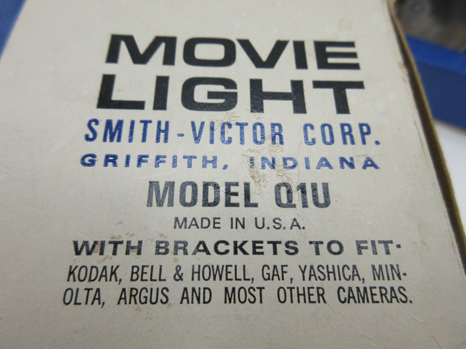 SV Smith Victor Movie Light Super 8 Camera Q1U Griffith Indiana in Orig Box